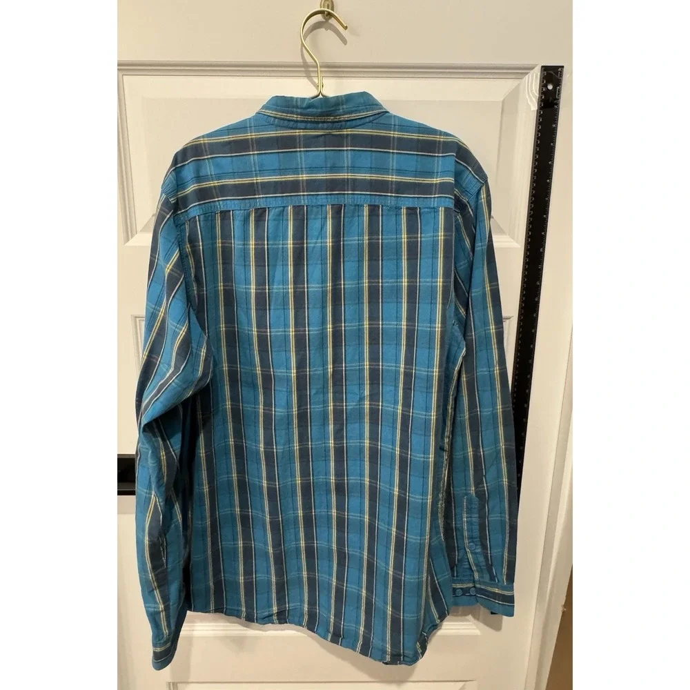 COLUMBIA Men's Long Sleeve Plaid Shirt Jacket Large L Tall Blue Casual Rugged